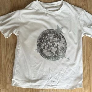 Zara White Tee with Silver Star Design
